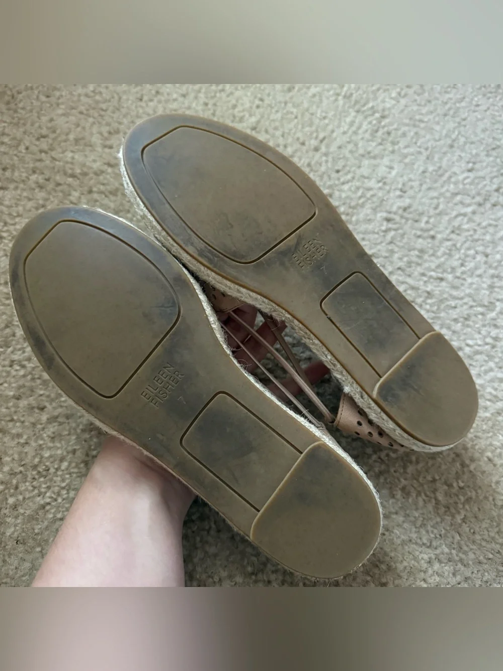 Eileen Fisher Lee Espadrille Flats in Latte Tan Brown Size 7